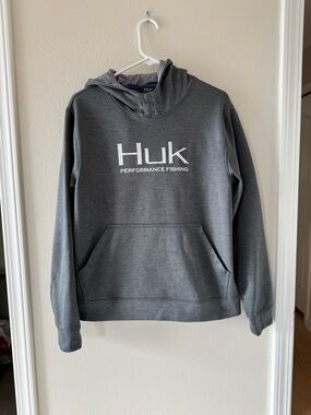 Huk sz medium Performance Fishing Men's Gray Hoodie Shirt